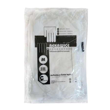 Rękawiczki foliowe zrywki jednorazowe rozmiar M 100szt