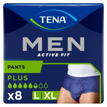Tena Men Active Fit Pants, majtki chłonne, rozmiar L/XL, 95-130 cm, Plus, 8 sztuk