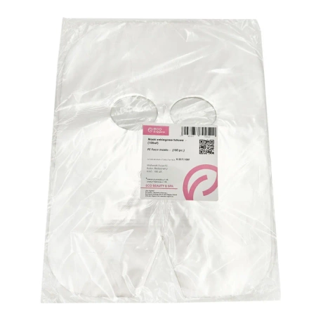 Maski kosmetyczne na twarz i szyje z folii z otworami na oczy i usta 100szt