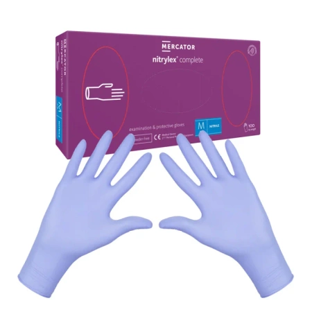 Rękawiczki nitrylowe M fioletowe Mercator Nitrylex Complete 100sztuk