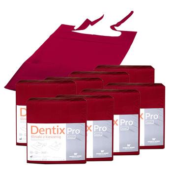 Śliniak dentystyczny z kieszonką 39cm x 48cm bordowy podfoliowany 54g DentixPro 400szt