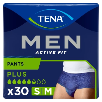 Tena Men Active Fit Pants, majtki chłonne, rozmiar S/M, 75-105 cm, Plus, 30 sztuk