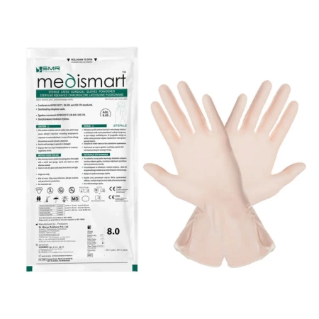Rękawiczki chirurgiczne sterylne 8.0 lateksowe pudrowane Medismart 50 par