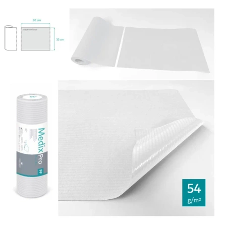 Podkład higieniczny na rolce 33cm x 50cm biały podfoliowany 54g MedixPro 600szt