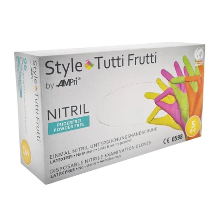 Rękawiczki nitrylowe S kolorowe AMPRI Style Tutti Frutti 96sztuk
