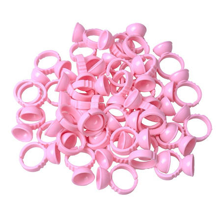 Pierścionek do aplikacji kleju, pigmentu, make up, różowy, 100szt.