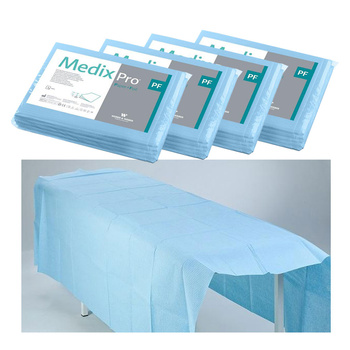 Prześcieradło jednorazowe 150cm x 210cm niebieskie podfoliowane 54g MedixPro 20szt