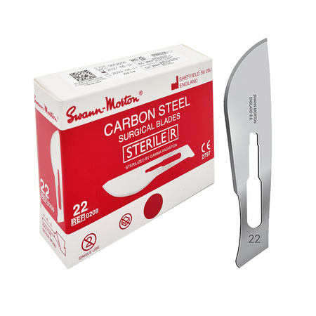 Ostrze chirurgiczne 22 sterylne 100szt stal węglowa Swann-Morton