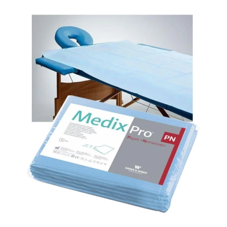Prześcieradło jednorazowe 77cm x 210cm niebieskie 40g MedixPro 40szt