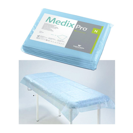 Prześcieradło jednorazowe 80cm x 210cm niebieskie 20g MedixPro 10szt