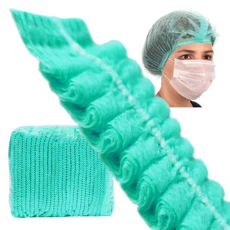 Czepek jednorazowy zielony clip flizelina 12g 100szt