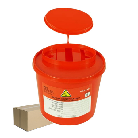 Pojemnik na odpady medyczne 1l czerwony Neuplast 50szt