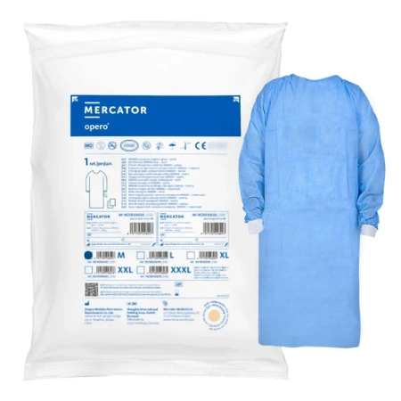 Fartuch sterylny L z mankietem, wiązany na troki (włóknina SMS 35g) 50szt