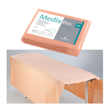 Prześcieradło jednorazowe 150cm x 210cm morelowe podfoliowane 54g MedixPro 5szt