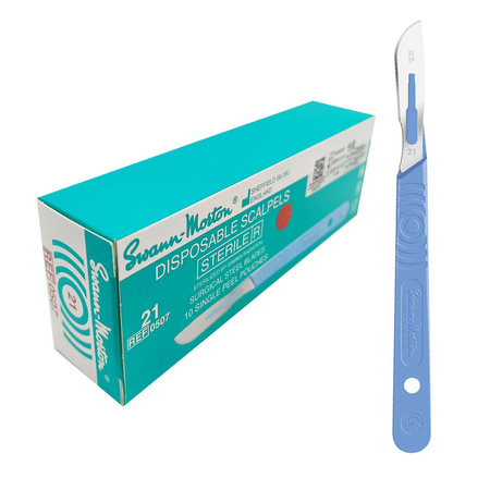 Skalpel chirurgiczny 21 sterylny 10szt stal nierdzewna Swann-Morton