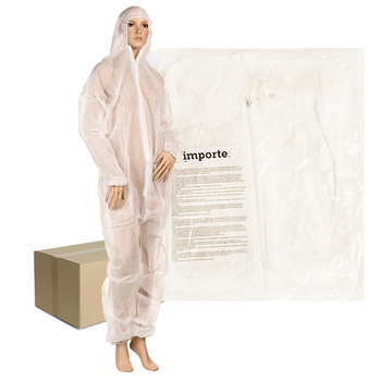Kombinezon ochronny biały XL włókninowy z kapturem 50szt