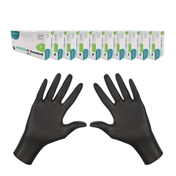 Rękawiczki nitrylowe czarne S Master Glove Nitrile PF Standard Black 100szt karton 10op