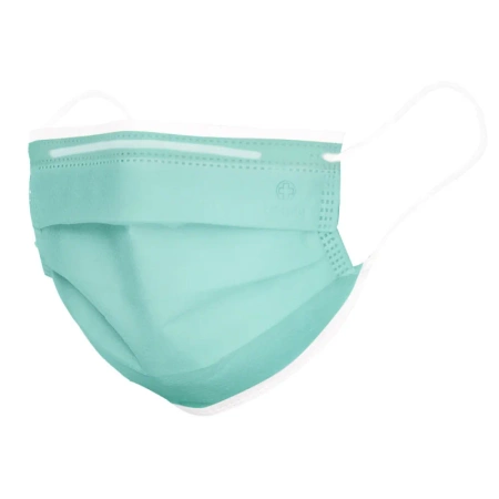 Kolorowa maseczka chirurgiczna medyczna 3-warstwy typ IIR turkusowa 50 szt x 24op