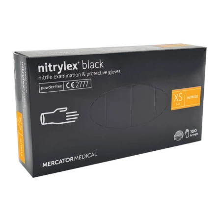 Rękawiczki nitrylowe XS czarne Mercator Nitrylex Black 100sztuk