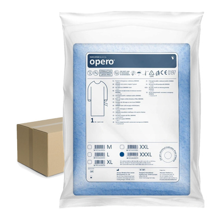 Fartuch chirurgiczny sterylny XXXL z mankietem, wiązany na troki (włóknina SMMMS 35g) 50szt