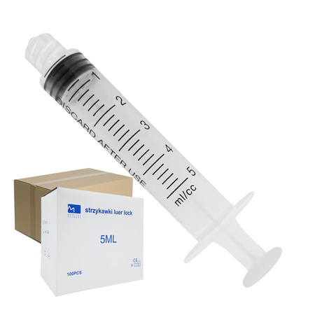 Strzykawka 5ml luer lock trzyczęściowa Medical Brokers 100szt 20op