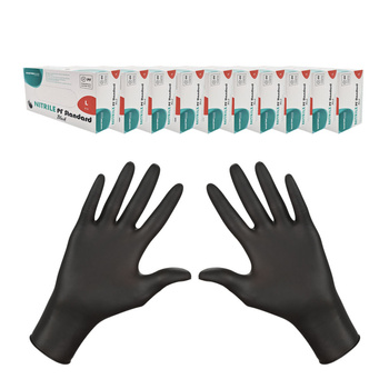 Rękawiczki nitrylowe czarne L Master Glove Nitrile PF Standard Black 100szt karton 10op