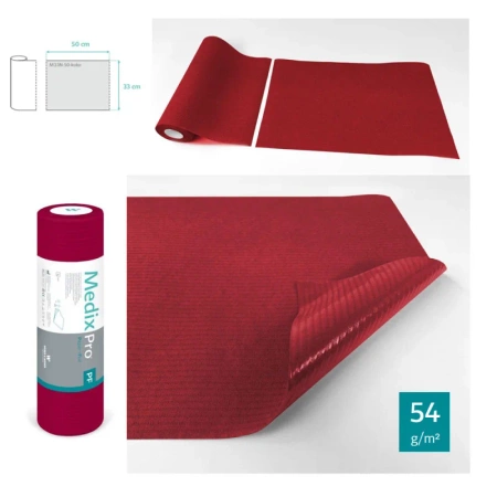 Podkład higieniczny na rolce 33cm x 50cm bordowy podfoliowany 54g MedixPro 600szt