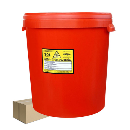 Pojemnik na odpady medyczne 30l czerwony Intergos 10szt