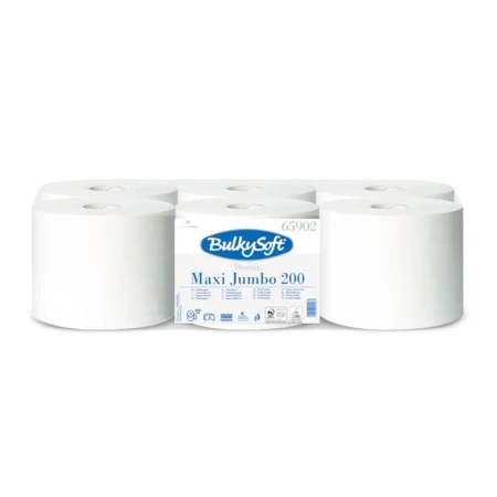 Papier toaletowy mini jumbo długi 170m biały gładki 2 warstwy Bulkysoft Premium 12 rolek