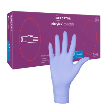 Rękawiczki nitrylowe M fioletowe Mercator Nitrylex Complete 100sztuk