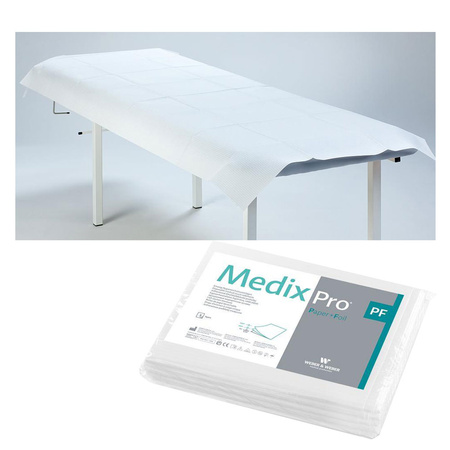 Prześcieradło jednorazowe 77cm x 210cm białe podfoliowane 54g MedixPro 5szt