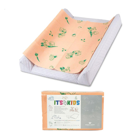 Podkład na przewijak dla niemowląt 50cm x 60cm morelowy podfoliowany 54g Its4kids 40szt