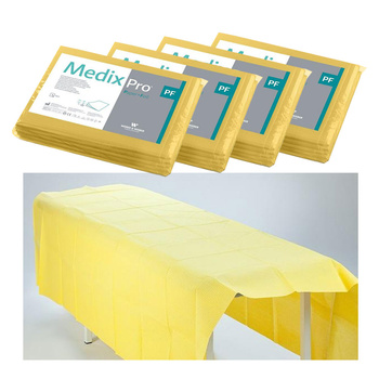 Prześcieradło jednorazowe 150cm x 210cm żółte podfoliowane 54g MedixPro 20szt
