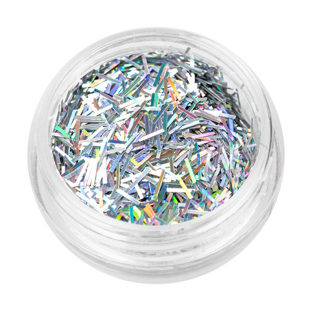 Nitki holograficzne do paznokci, ozdoba - 47 srebrne, długie