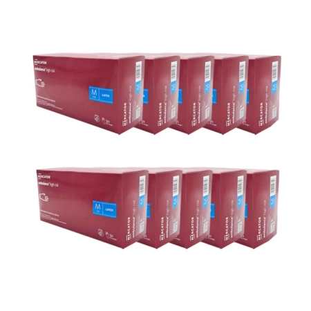 Rękawiczki lateksowe M niebieskie Mercator Ambulance High Risk 50szt karton 10op