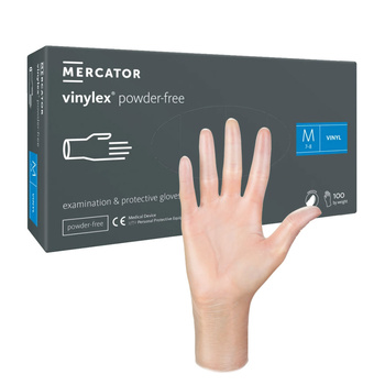 Rękawiczki winylowe M bezpudrowe Mercator Vinylex transparentne 100szt