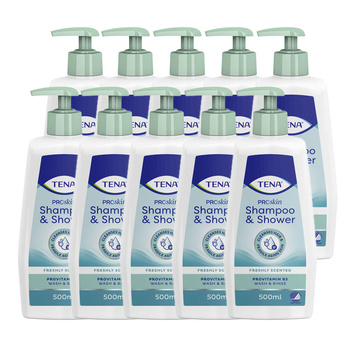 Szampon i żel 2w1 do mycia 500ml Tena ProSkin Shampoo & Shower 10szt