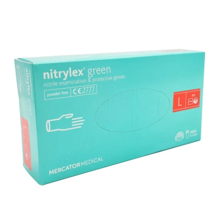 Rękawiczki nitrylowe L zielone Mercator Nitrylex Green 100sztuk