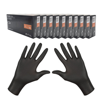 Rękawiczki nitrylowe XL czarne Mercator Nitrylex Black 100sztuk karton 10op