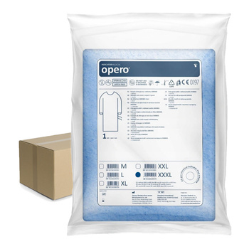 Fartuch chirurgiczny sterylny XXXL z mankietem, wiązany na troki (włóknina SMMMS 35g) 50szt