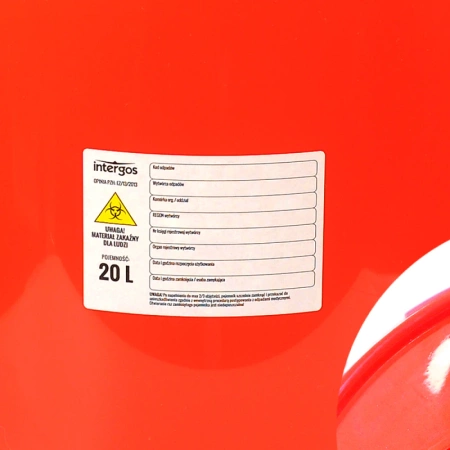 Pojemnik na odpady medyczne 20l czerwony Intergos 1szt