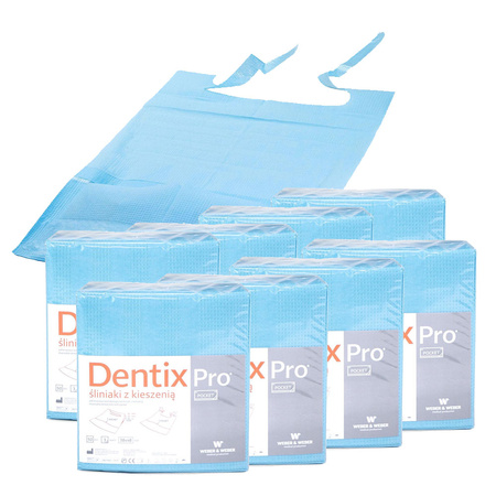Śliniak dentystyczny z kieszonką 39cm x 48cm niebieski podfoliowany 54g DentixPro 400szt