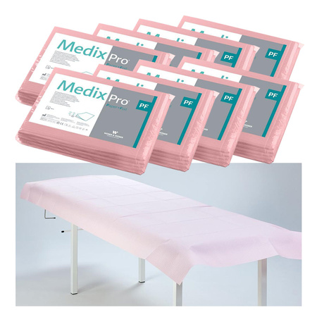 Prześcieradło jednorazowe 77cm x 210cm różowe podfoliowane 54g MedixPro 40szt