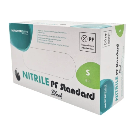 Rękawiczki nitrylowe czarne S Master Glove Nitrile PF Standard Black 100szt karton 10op