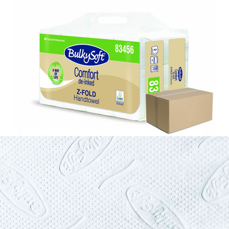 Ekologiczny ręcznik papierowy w listkach 24x21,5cm składany typu Z-FOLD 2400szt biały 2 warstwy 4op