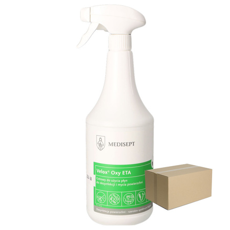 Płyn sporobójczy do mycia i dezynfekcji małych powierzchni nieinwazyjnych wyrobów medycznych Velox Oxy ETA 1l 12szt