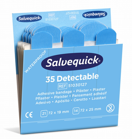 Niebieskie plastry wykrywalne Cederroth Salvequick dwa rozmiary  35 szt