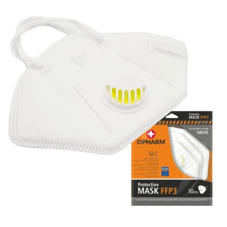 Maska ochronna FFP3 z zaworem oddechowym 5-warstw biała 10 szt x 24op