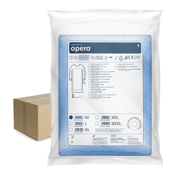 Fartuch chirurgiczny wzmocniony sterylny M z mankietem (włóknina SMMMS 35g + 40g) 50szt