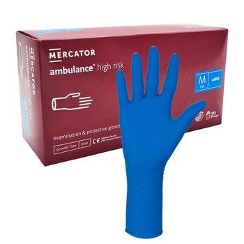 Rękawiczki lateksowe M niebieskie Mercator Ambulance High Risk 50szt